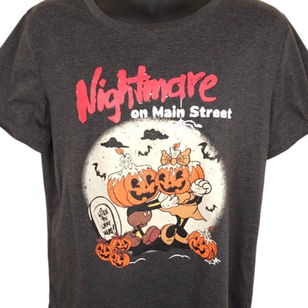 Mickey Minnie Halloween T Shirt Womens Size XL Black Nightmare On Main Street